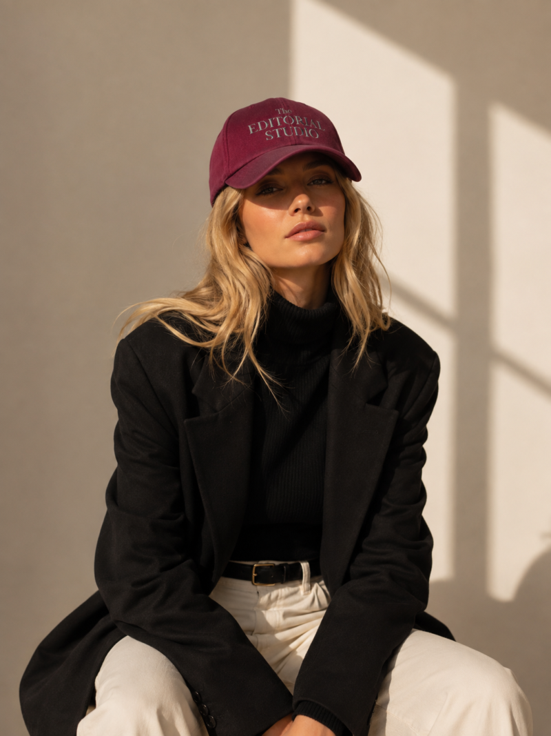 Jeune femme moderne portant une casquette the editorial studio bordeaux effet vintage