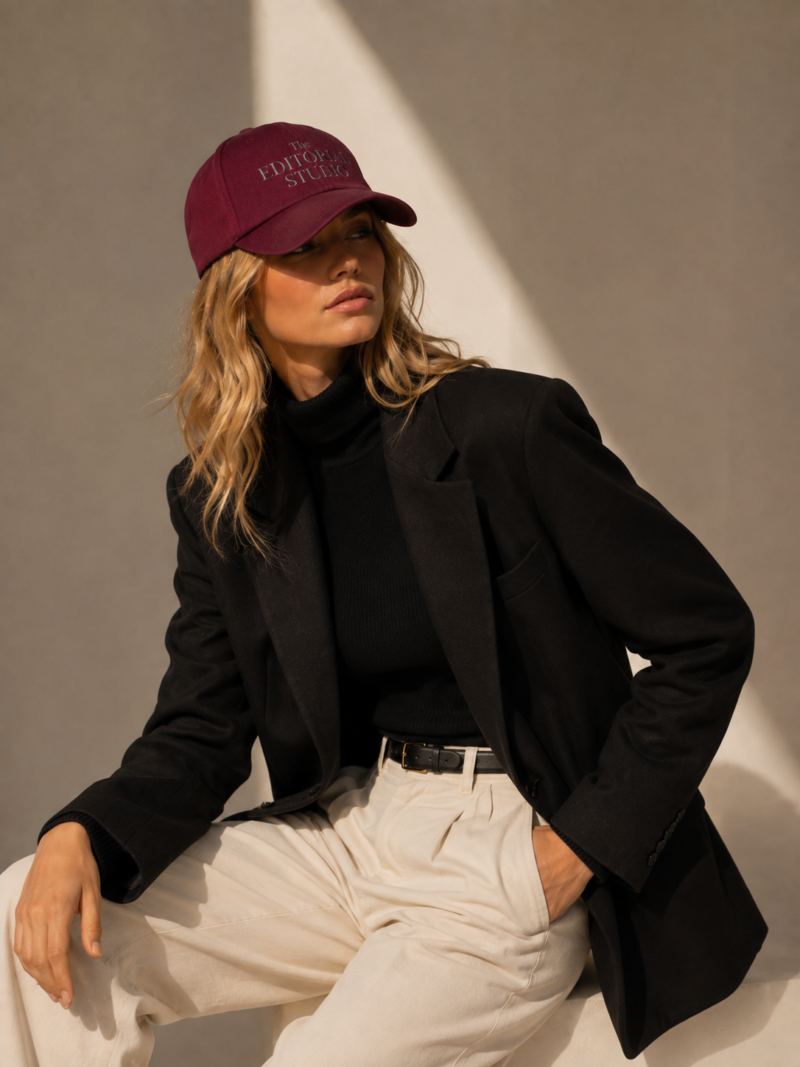 Jeune femme moderne portant une casquette the editorial studio bordeaux effet vintage
