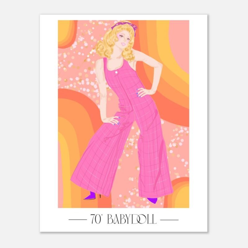 66a7d31c-f30d-4ca5-8e14-a012845e35b4.jpg 70’ BABYDOLL — Affiche illustrée de mode vintage | 27 × 35 cm